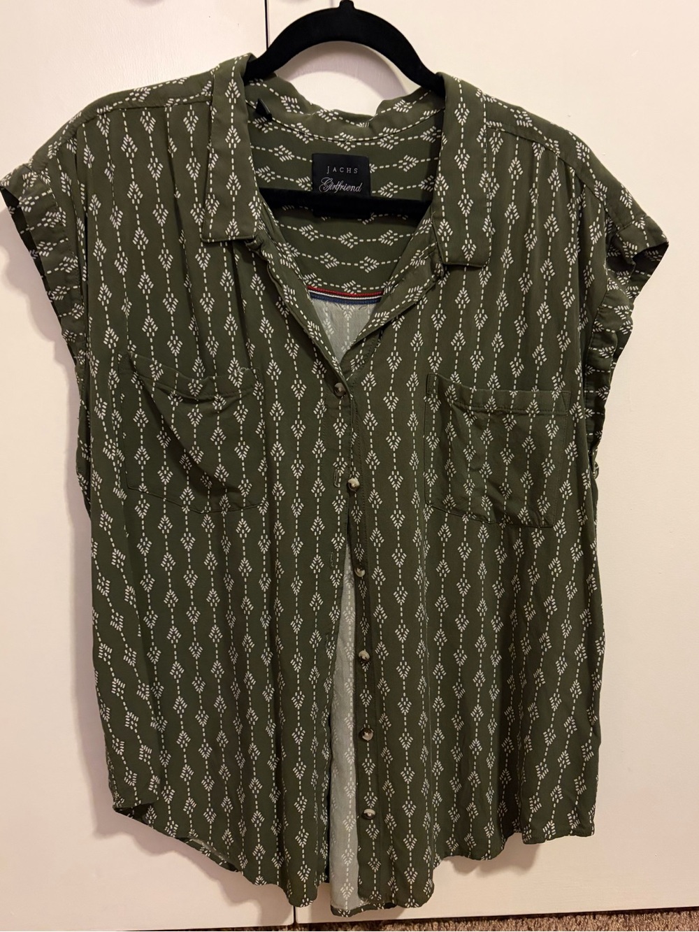 Jachs Girlfriend Cap Sleeve Button Down